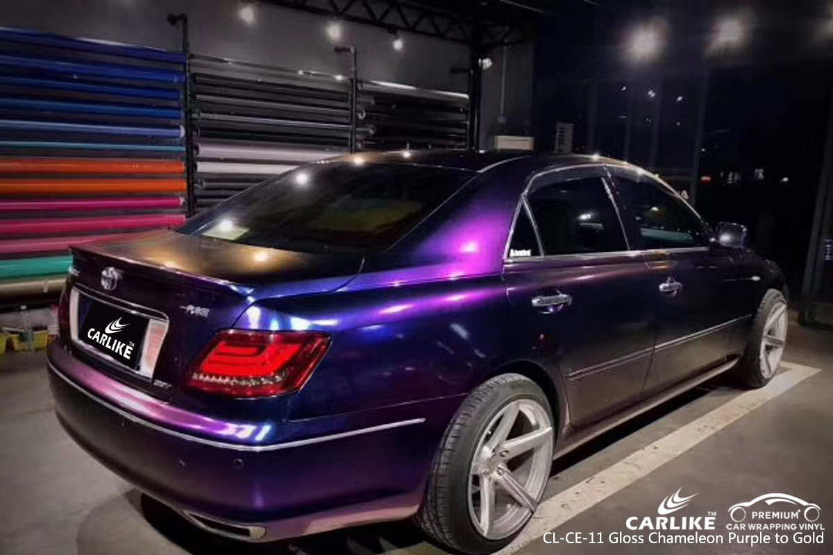 CARLIKE CL-CE-11 gloss chameleon purple to gold car wrap vinyl for Toyota