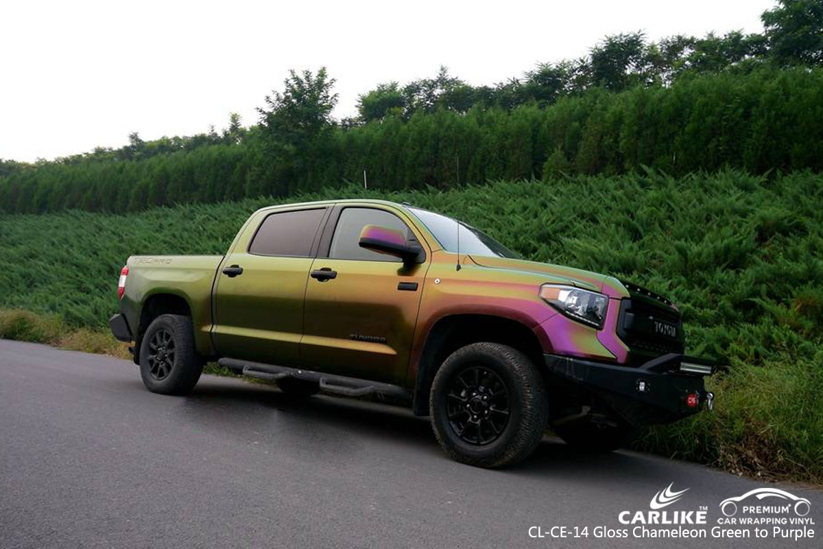 CARLIKE CL-CE-14 gloss chameleon green to purple car wrap vinyl for Toyota