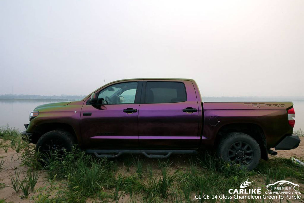 CARLIKE CL-CE-14 gloss chameleon green to purple car wrap vinyl for Toyota
