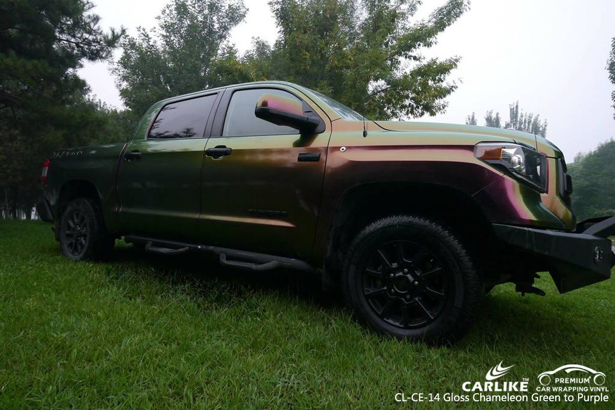 CARLIKE CL-CE-14 gloss chameleon green to purple car wrap vinyl for Toyota