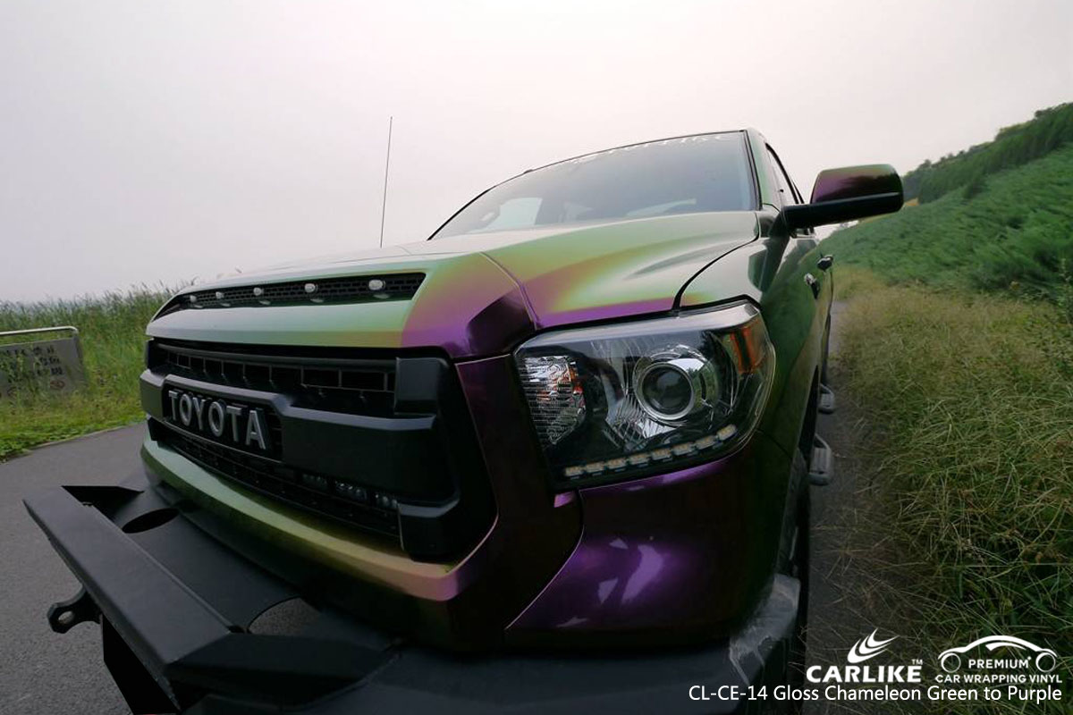 CARLIKE CL-CE-14 gloss chameleon green to purple car wrap vinyl for Toyota