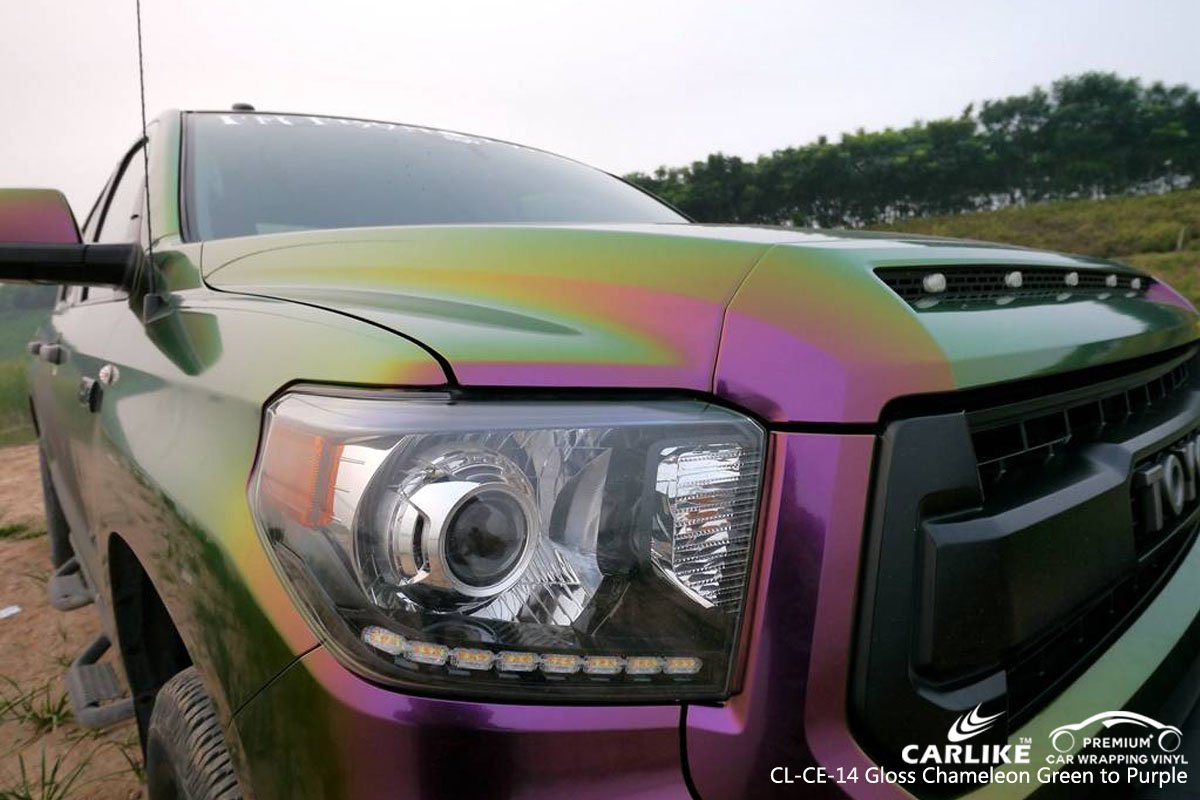 CARLIKE CL-CE-14 gloss chameleon green to purple car wrap vinyl for Toyota