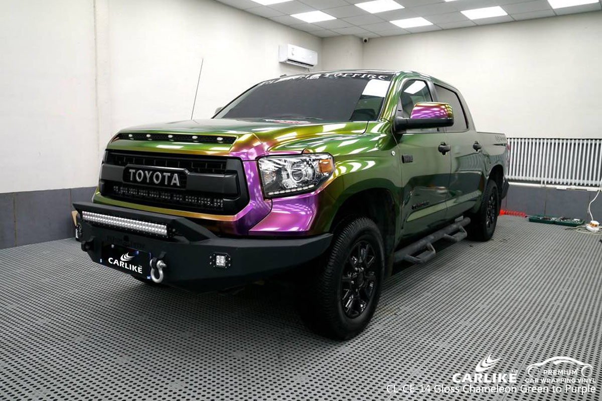 CARLIKE CL-CE-14 gloss chameleon green to purple car wrap vinyl for Toyota