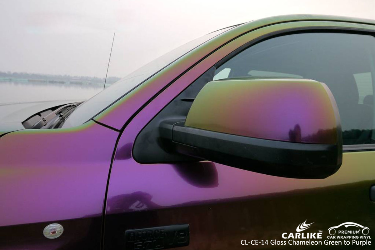 CARLIKE CL-CE-14 gloss chameleon green to purple car wrap vinyl for Toyota