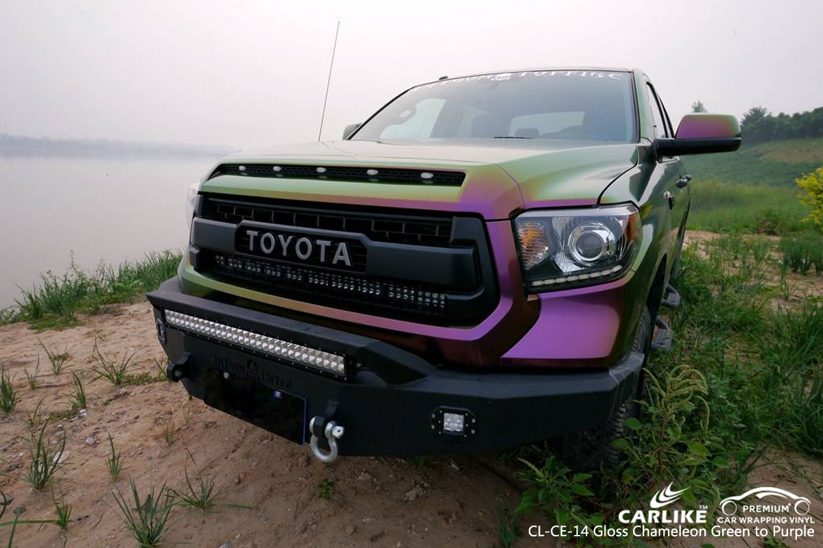 CARLIKE CL-CE-14 gloss chameleon green to purple car wrap vinyl for Toyota