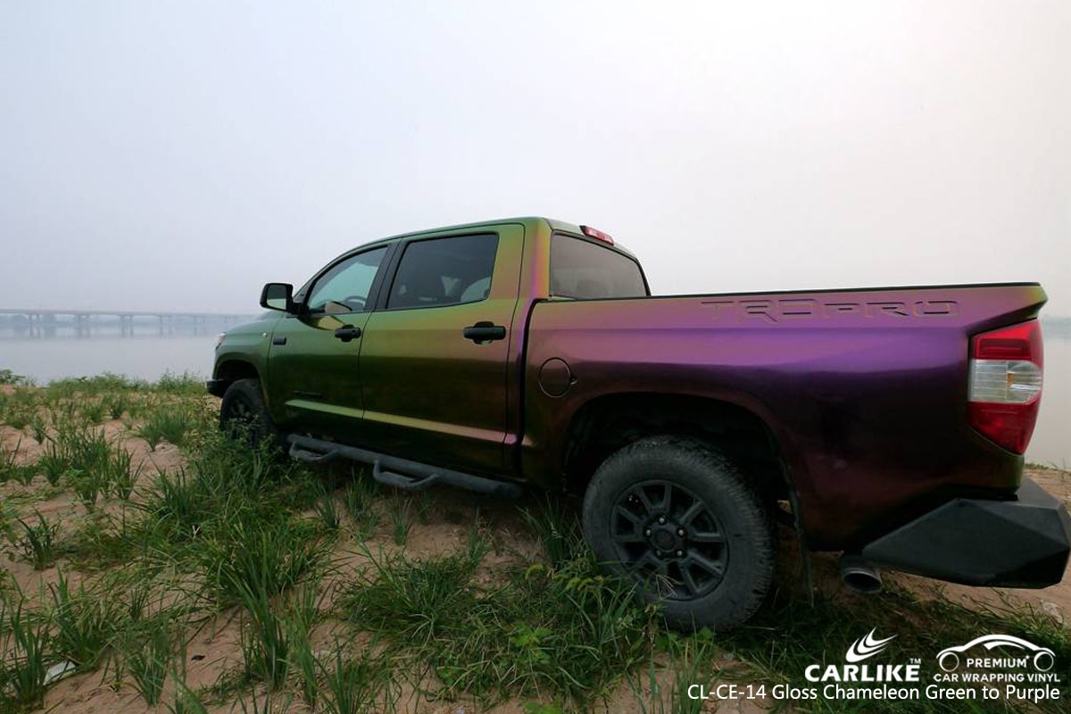 CARLIKE CL-CE-14 gloss chameleon green to purple car wrap vinyl for Toyota