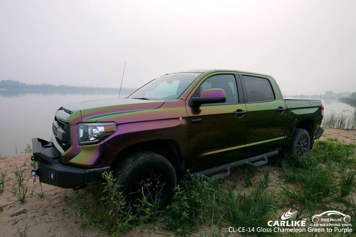 CARLIKE CL-CE-14 gloss chameleon green to purple car wrap vinyl for Toyota