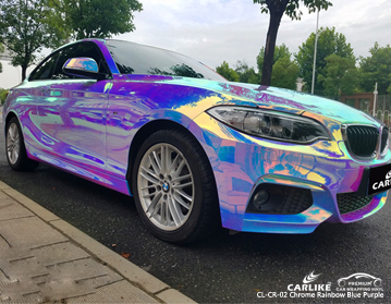 CARLIKE CL-CR-02 BMW için krom gökkuşağı mavi mor araba sarma vinil
