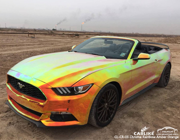 CARLIKE CL-CR-03 Mustang için krom gökkuşağı amber turuncu araba sarma vinil