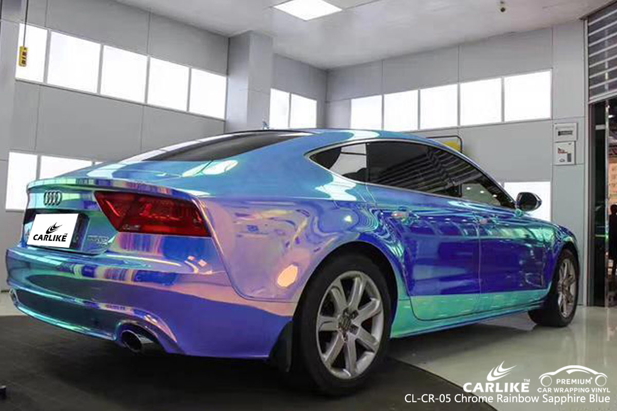 CL-CR-05 chrome rainbow sapphire blue car wrap vinyl for Audi | SINO VINYL
