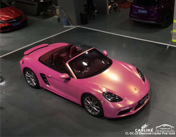 CARLIKE CL-DC-10 Porsche için elmas kristal pembe altın araba sarma vinil