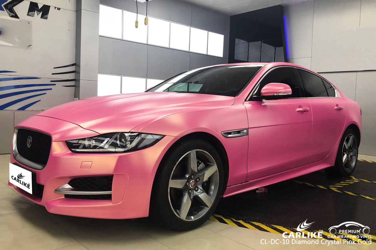 CARLIKE CL-DC-10 diamond crystal pink gold car wrap vinyl for Jaguar