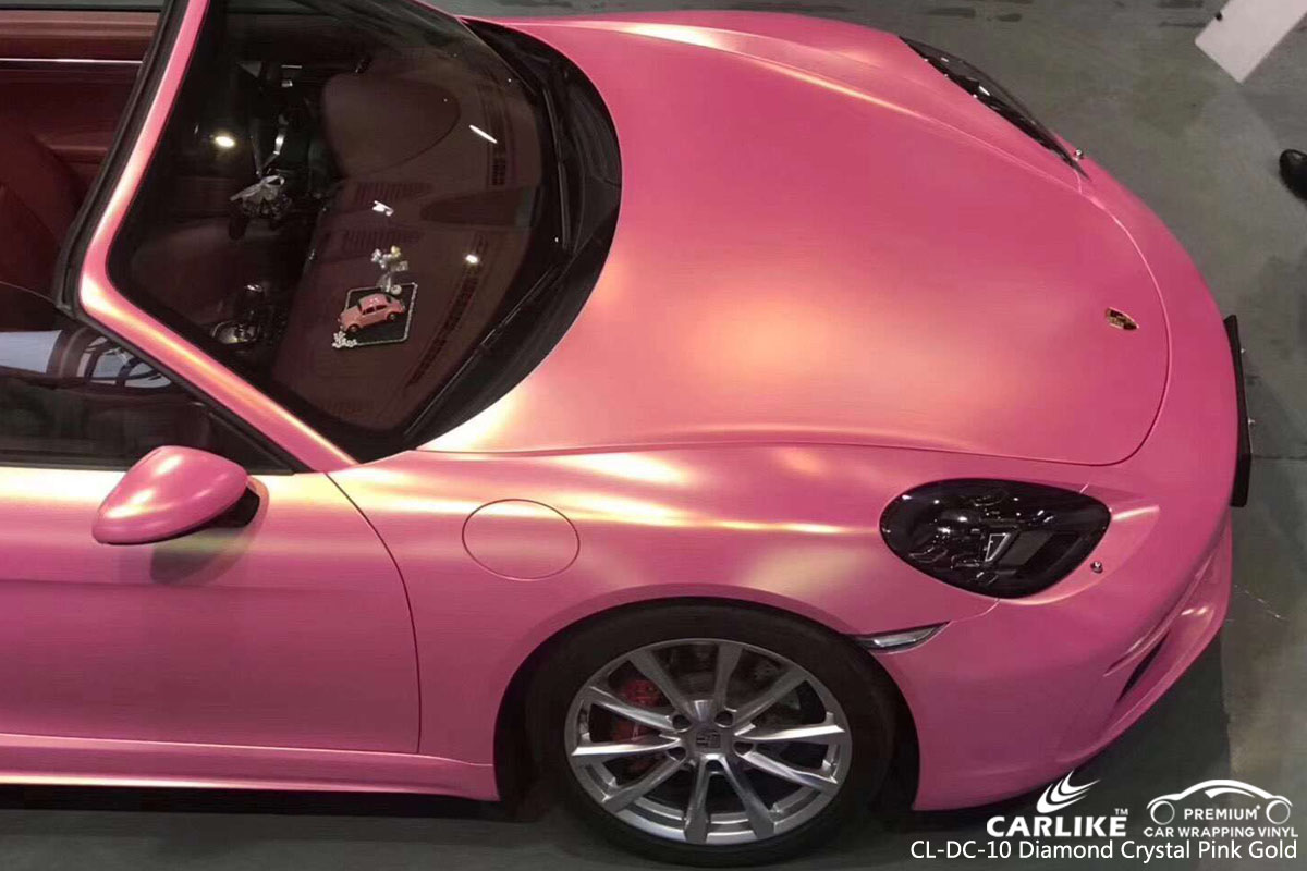 CARLIKE CL-DC-10 diamond crystal pink gold car wrap vinyl for Porsche