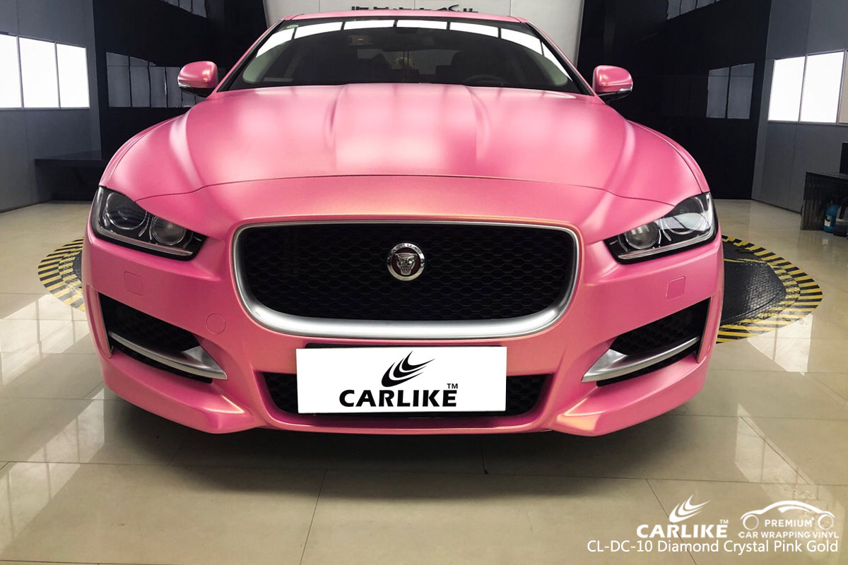 CARLIKE CL-DC-10 diamond crystal pink gold car wrap vinyl for Jaguar