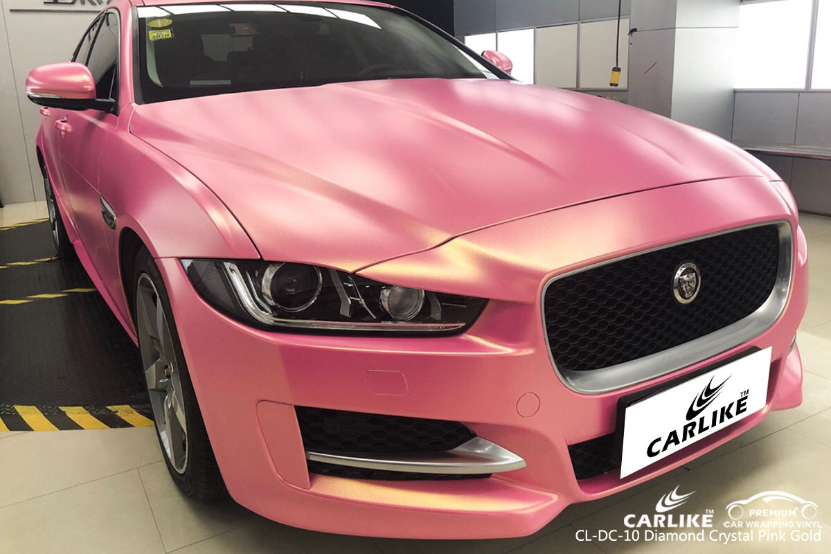 CARLIKE CL-DC-10 diamond crystal pink gold car wrap vinyl for Jaguar