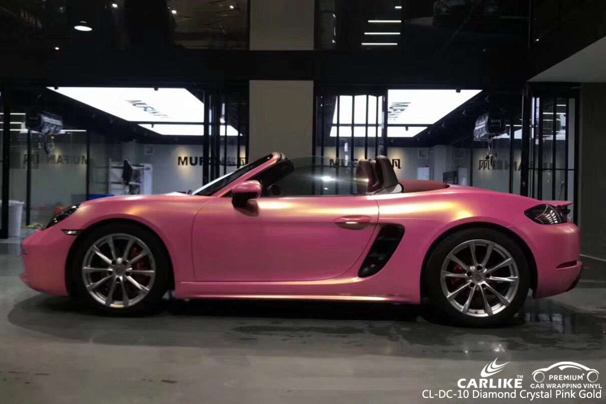 CARLIKE CL-DC-10 diamond crystal pink gold car wrap vinyl for Porsche