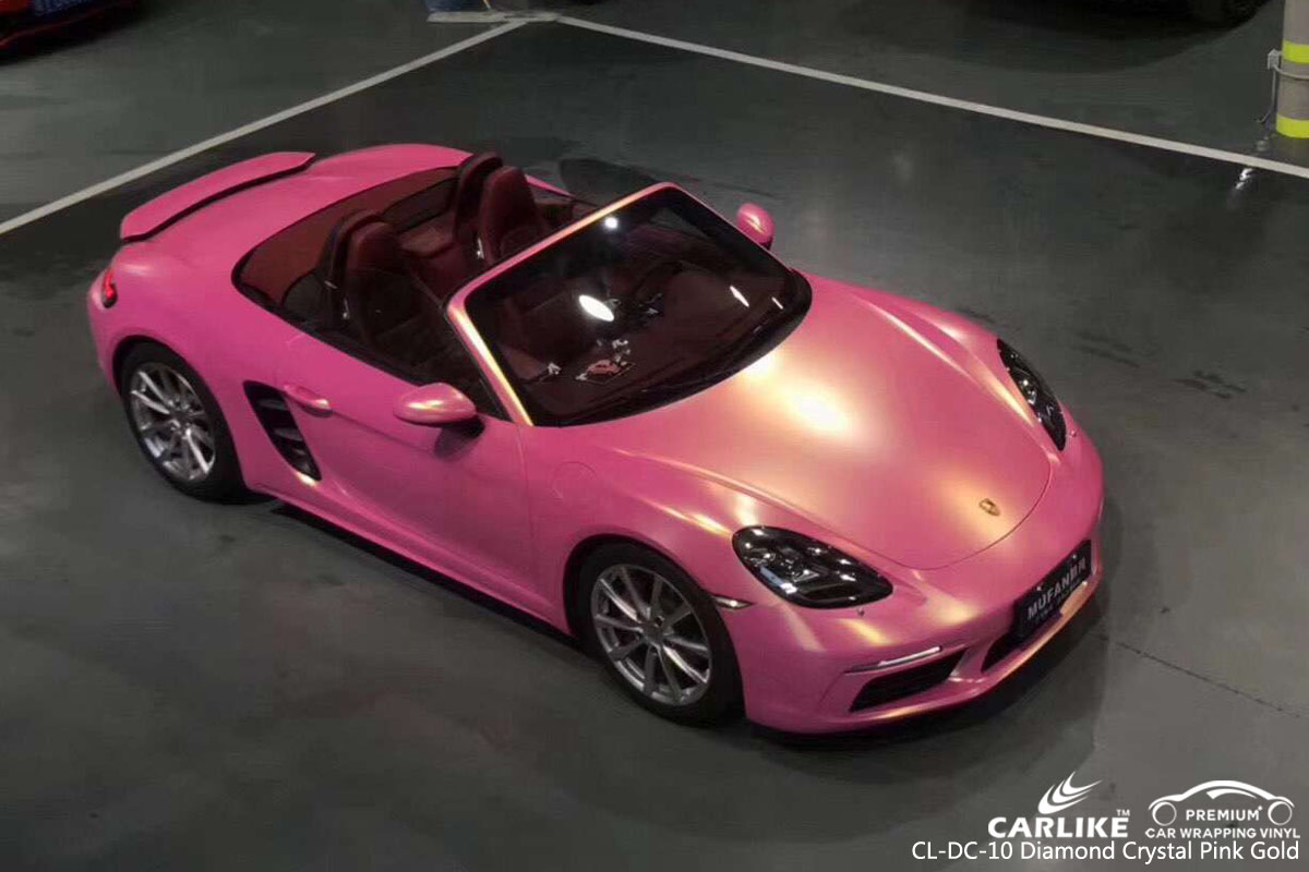 CARLIKE CL-DC-10 diamond crystal pink gold car wrap vinyl for Porsche