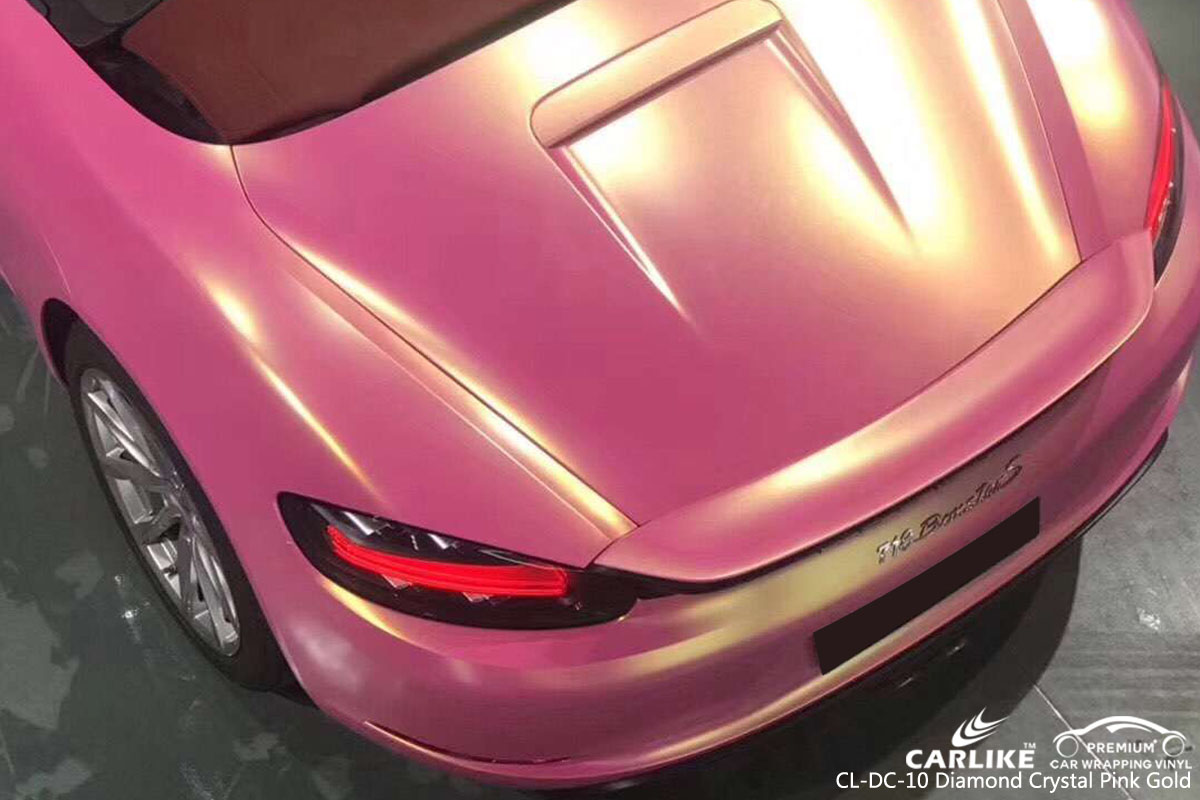 CARLIKE CL-DC-10 diamond crystal pink gold car wrap vinyl for Porsche