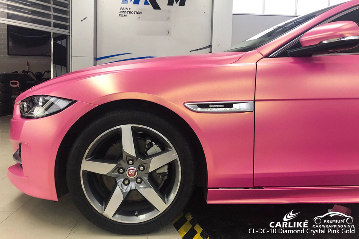 CARLIKE CL-DC-10 diamond crystal pink gold car wrap vinyl for Jaguar