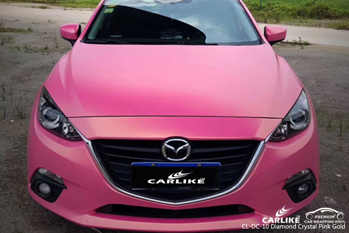 CARLIKE CL-DC-10 diamond crystal pink gold car wrap vinyl for Mazda