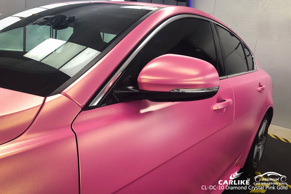 CARLIKE CL-DC-10 diamond crystal pink gold car wrap vinyl for Jaguar