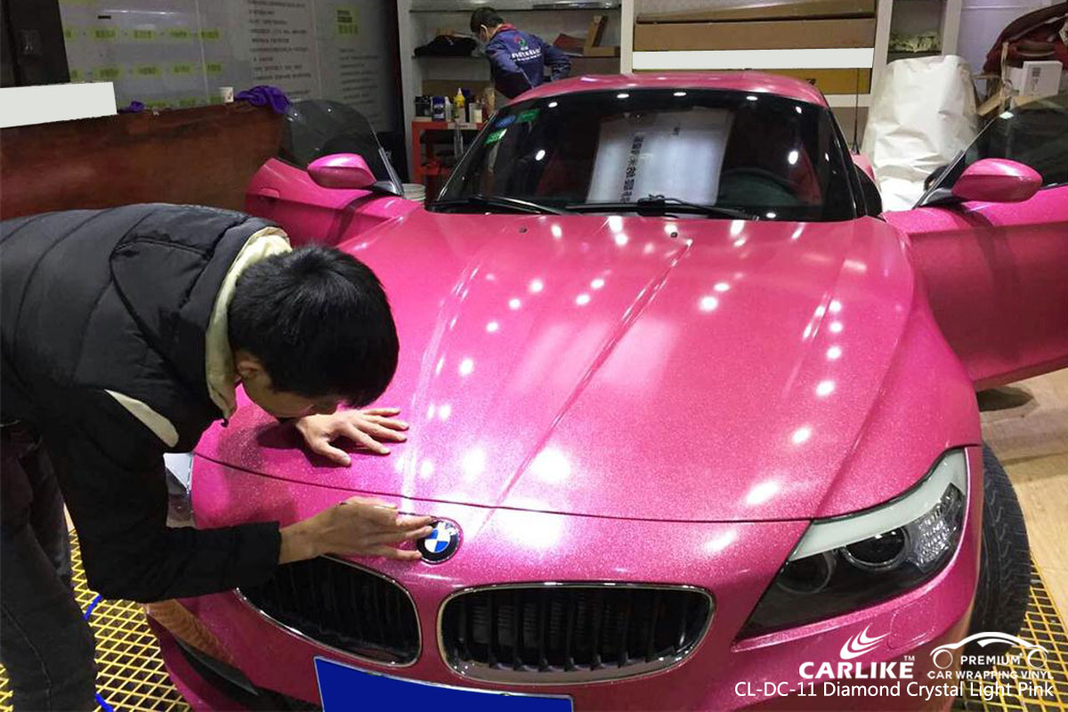 CARLIKE CL-DC-11 diamond crystal light pink car wrap vinyl for BMW