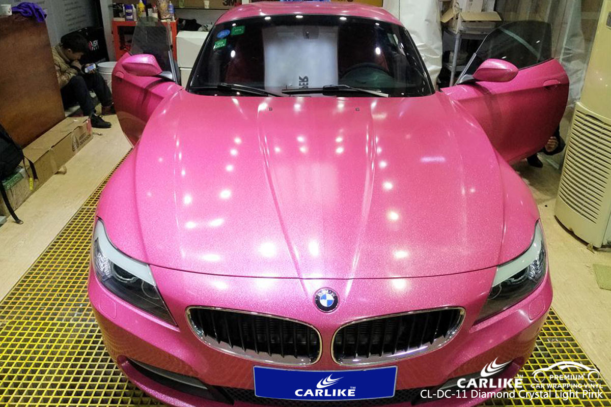 CARLIKE CL-DC-11 diamond crystal light pink car wrap vinyl for BMW