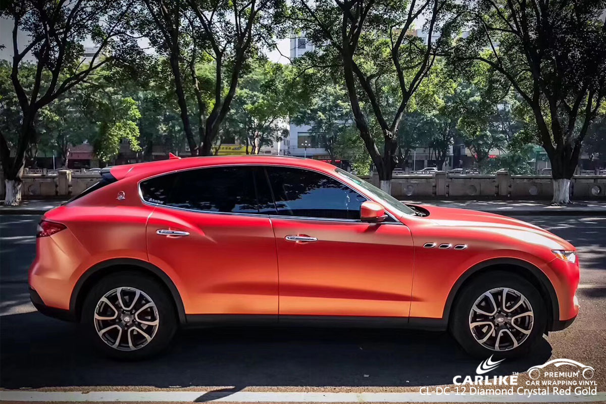 CARLIKE CL-DC-12 diamond crystal red gold car wrap vinyl for Maserati