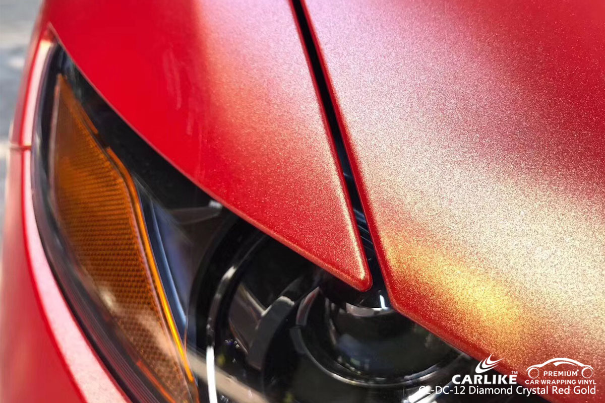 CARLIKE CL-DC-12 diamond crystal red gold car wrap vinyl for Maserati