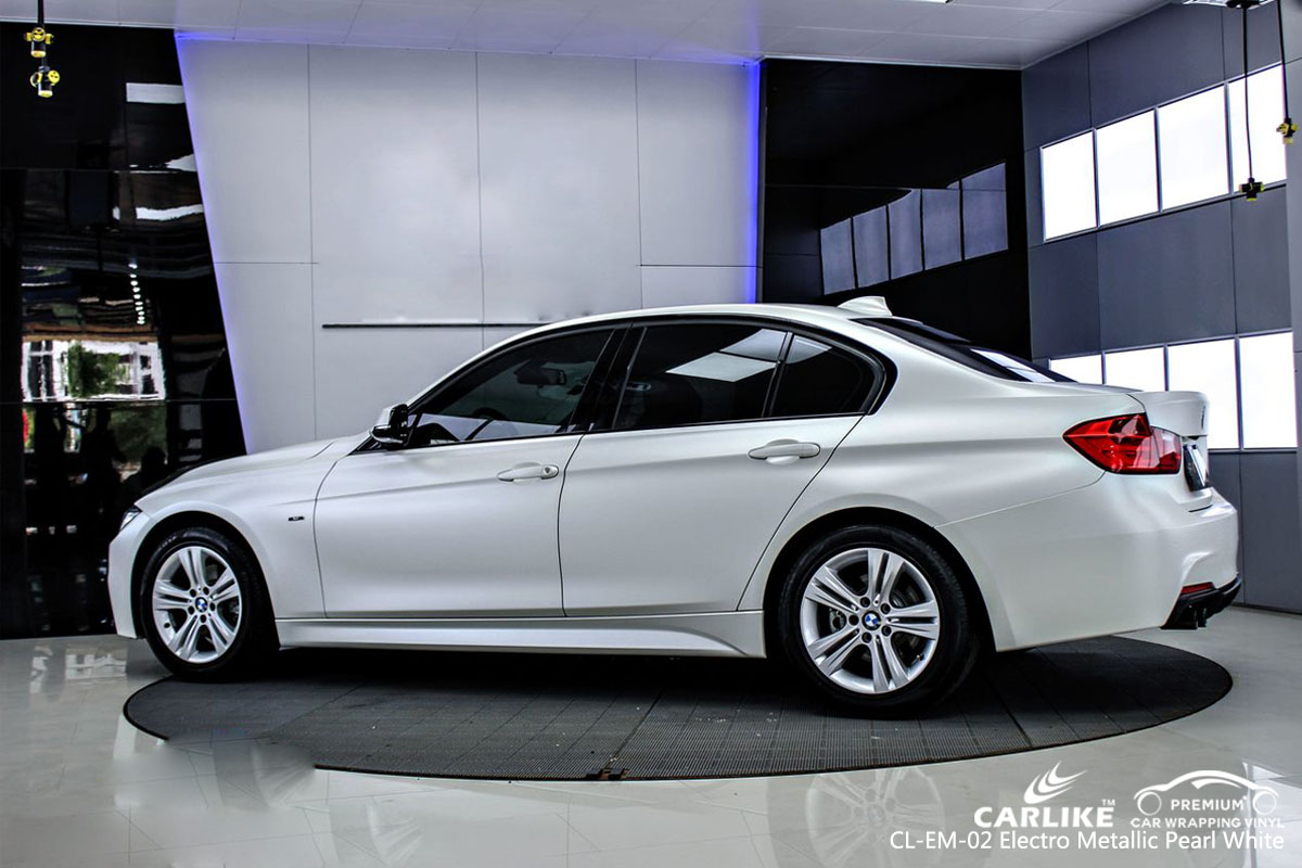 CARLIKE CL-EM-02 electro metallic pearl white car wrap vinyl for BMW