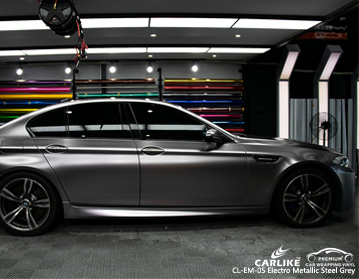 CARLIKE CL-EM-05 BMW için elektro metalik çelik gri araba sarma vinil