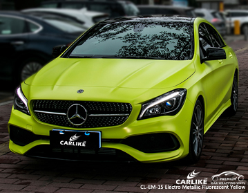 CL-EM-15 vinil amarelo fluorescente metálico eletro do envoltório do carro para Mercedes-Benz