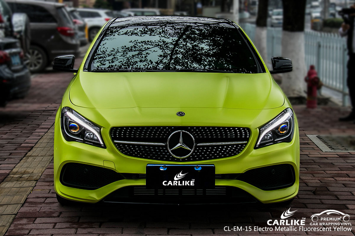 CARLIKE CL-EM-15 electro metallic fluorescent yellow car wrap vinyl for Mercedes-Benz