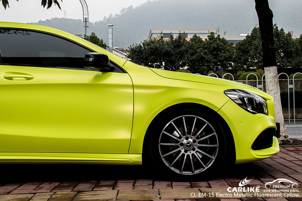 CARLIKE CL-EM-15 electro metallic fluorescent yellow car wrap vinyl for Mercedes-Benz