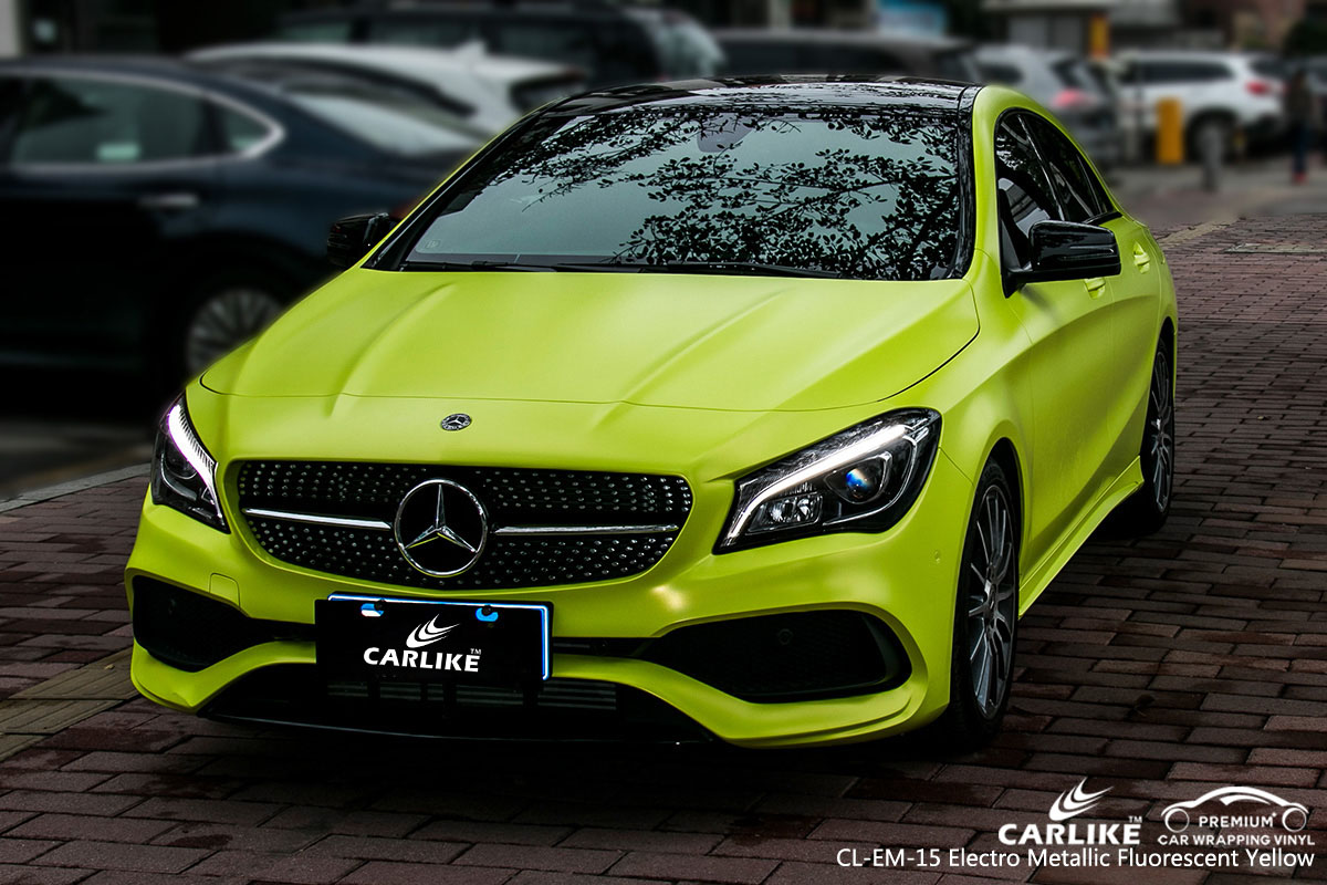 CARLIKE CL-EM-15 electro metallic fluorescent yellow car wrap vinyl for Mercedes-Benz