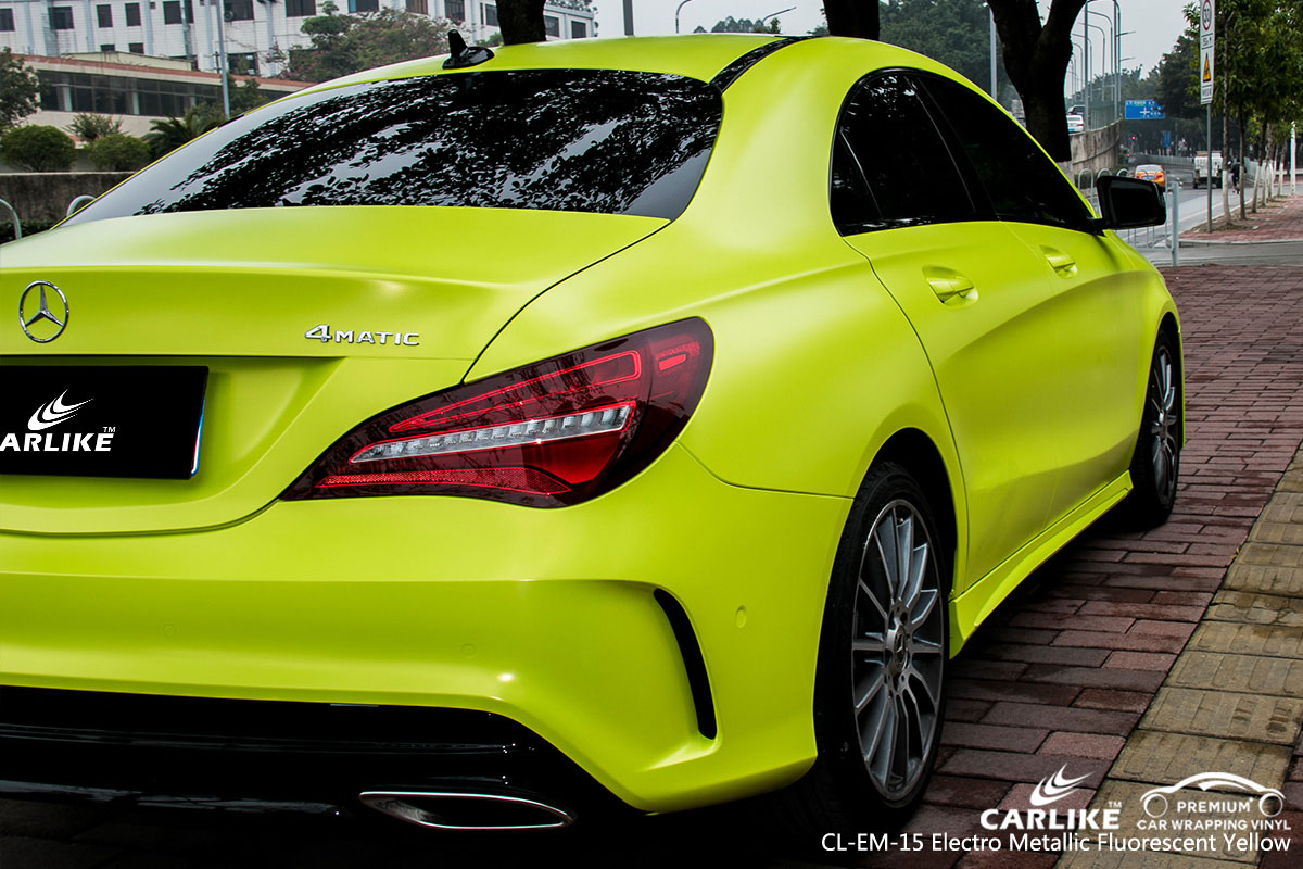 CARLIKE CL-EM-15 electro metallic fluorescent yellow car wrap vinyl for Mercedes-Benz