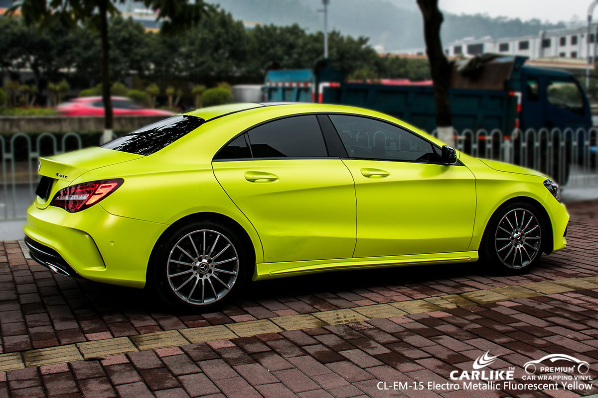 CARLIKE CL-EM-15 electro metallic fluorescent yellow car wrap vinyl for Mercedes-Benz