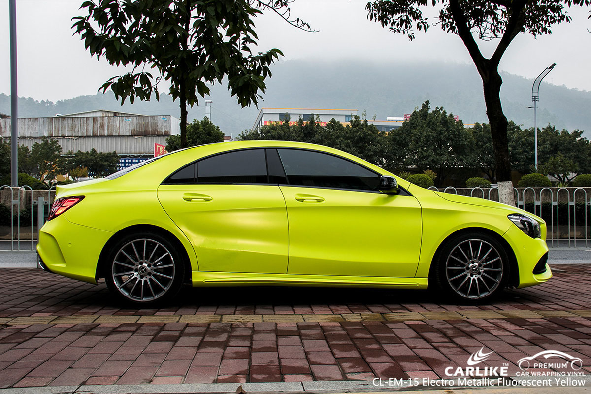 CARLIKE CL-EM-15 electro metallic fluorescent yellow car wrap vinyl for Mercedes-Benz