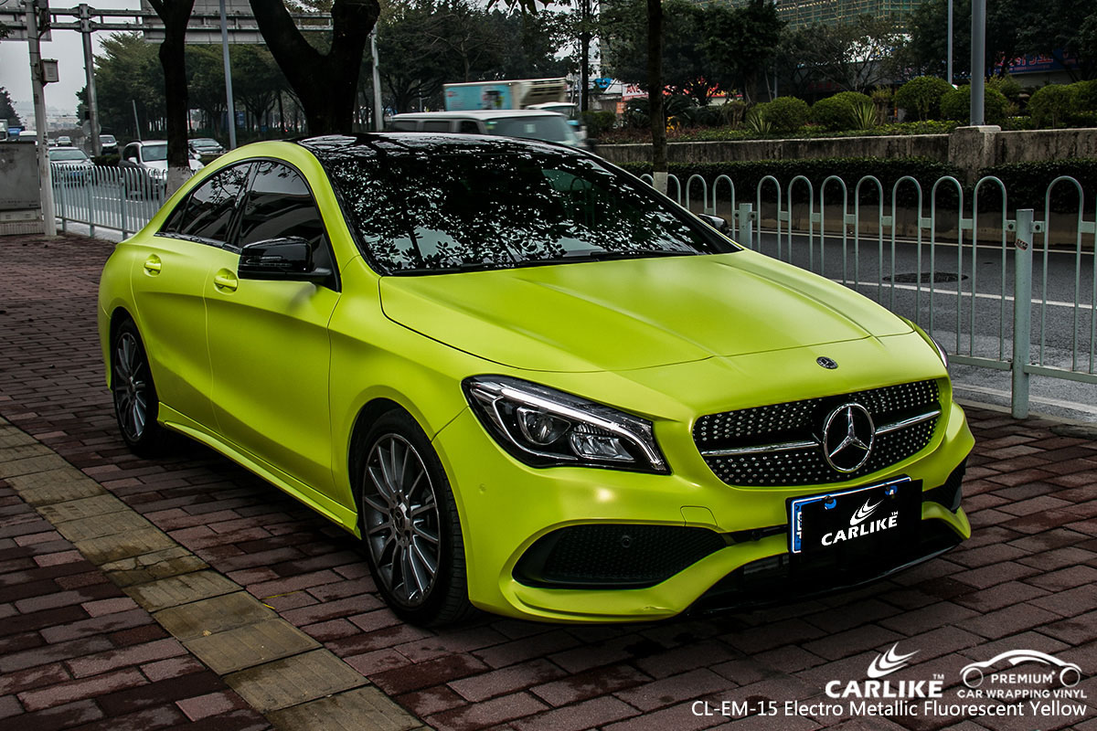 CARLIKE CL-EM-15 electro metallic fluorescent yellow car wrap vinyl for Mercedes-Benz
