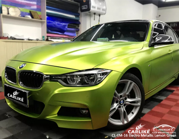 CL-EM-16 electro metallic lemon green chinese vinyl wrap review for BMW