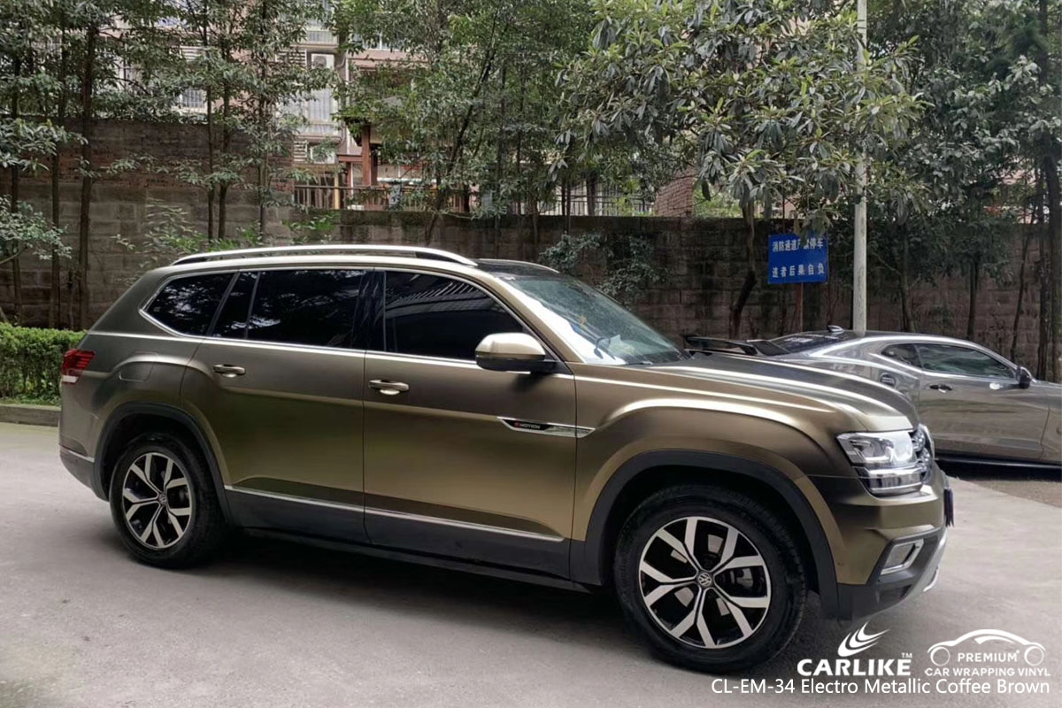 CARLIKE CL-EM-34 electro metallic coffee brown car wrap vinyl for Volkswagen
