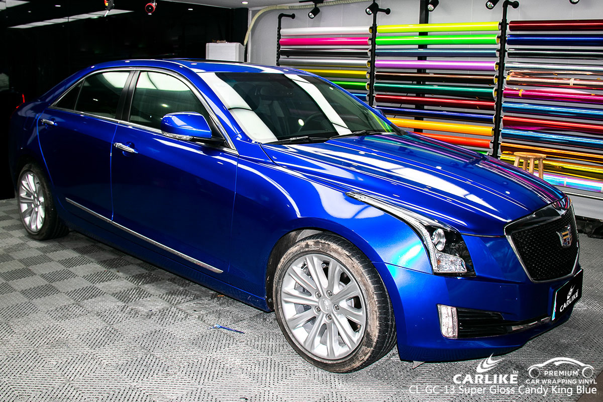 CARLIKE CL-GC-13 super gloss candy king blue car wrap vinyl for Cadillac