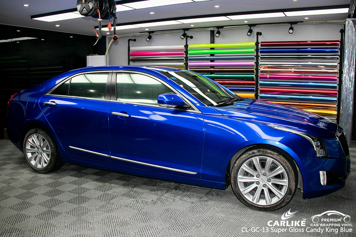 CARLIKE CL-GC-13 super gloss candy king blue car wrap vinyl for Cadillac