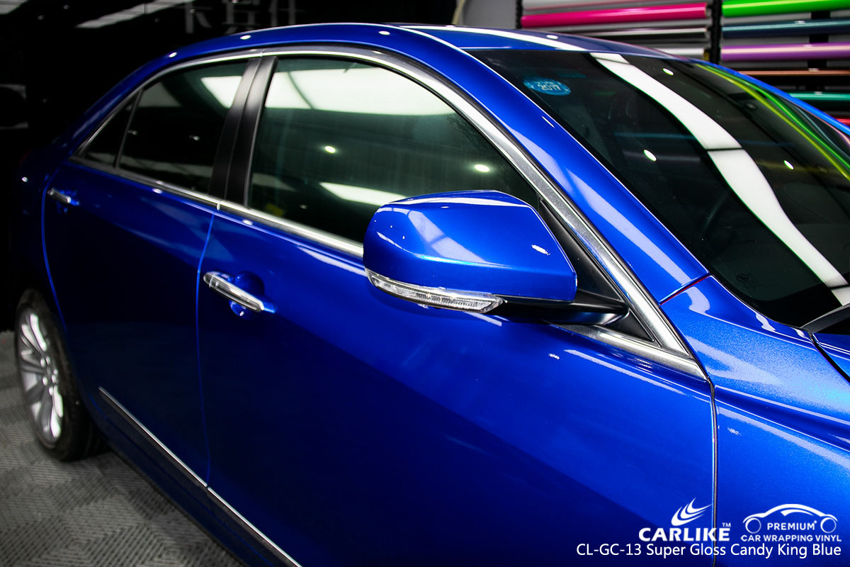 CARLIKE CL-GC-13 super gloss candy king blue car wrap vinyl for Cadillac