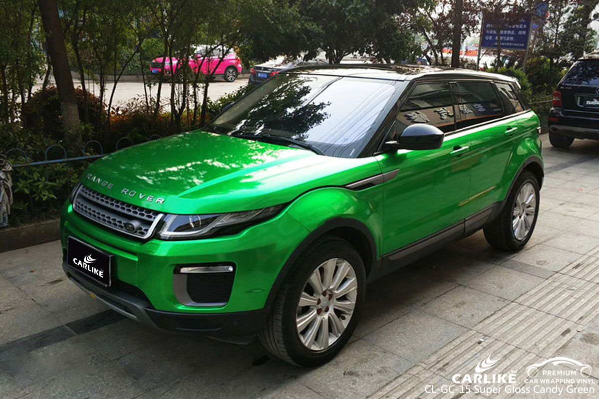 CARLIKE CL-GC-15 super gloss candy green car wrap vinyl for Land Rover