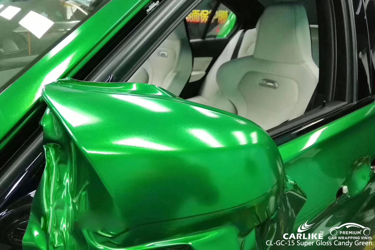 CARLIKE CL-GC-15 super gloss candy green car wrap vinyl for BMW