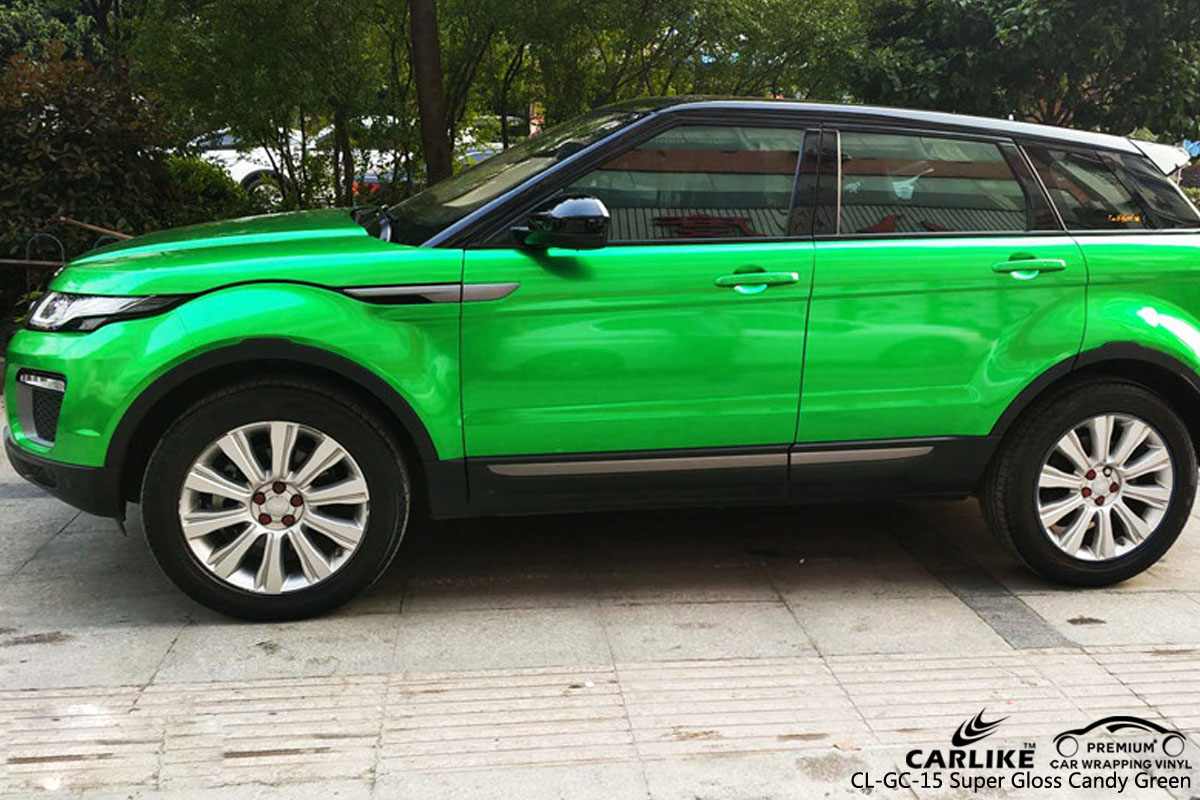 CARLIKE CL-GC-15 super gloss candy green car wrap vinyl for Land Rover