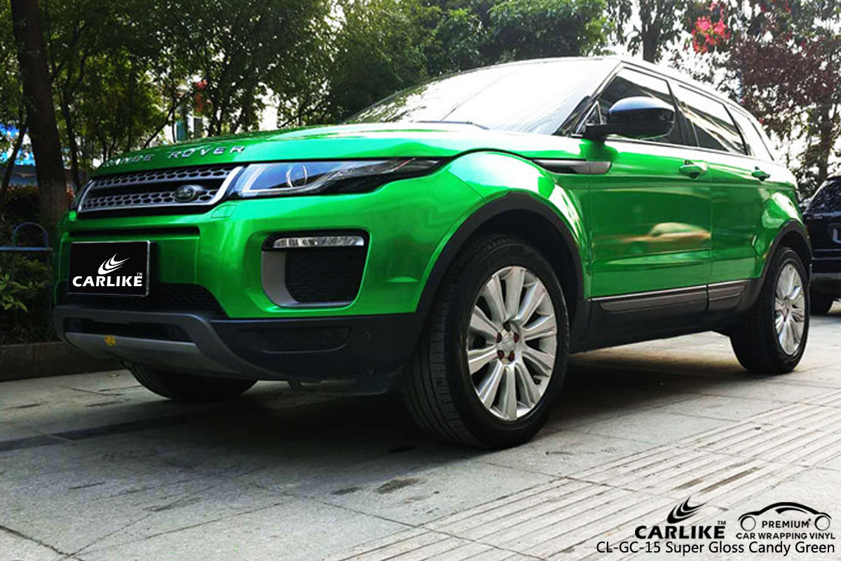 CARLIKE CL-GC-15 super gloss candy green car wrap vinyl for Land Rover