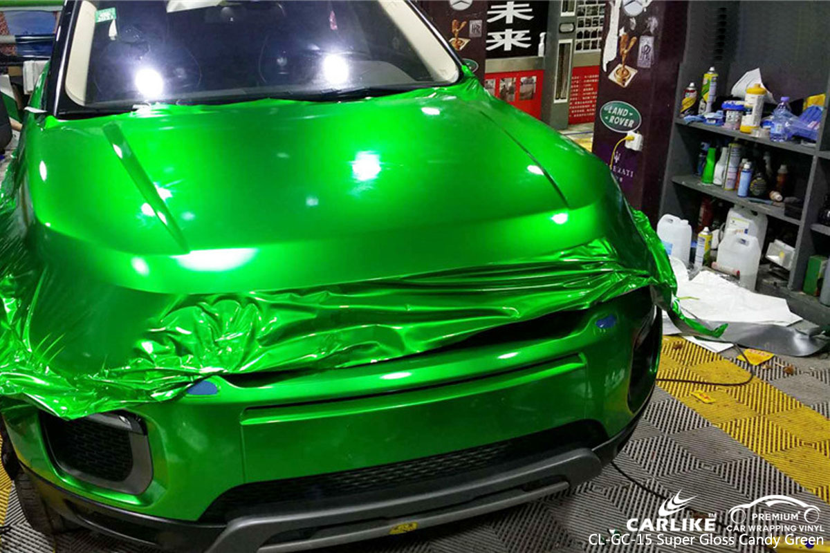 CARLIKE CL-GC-15 super gloss candy green car wrap vinyl for Land Rover
