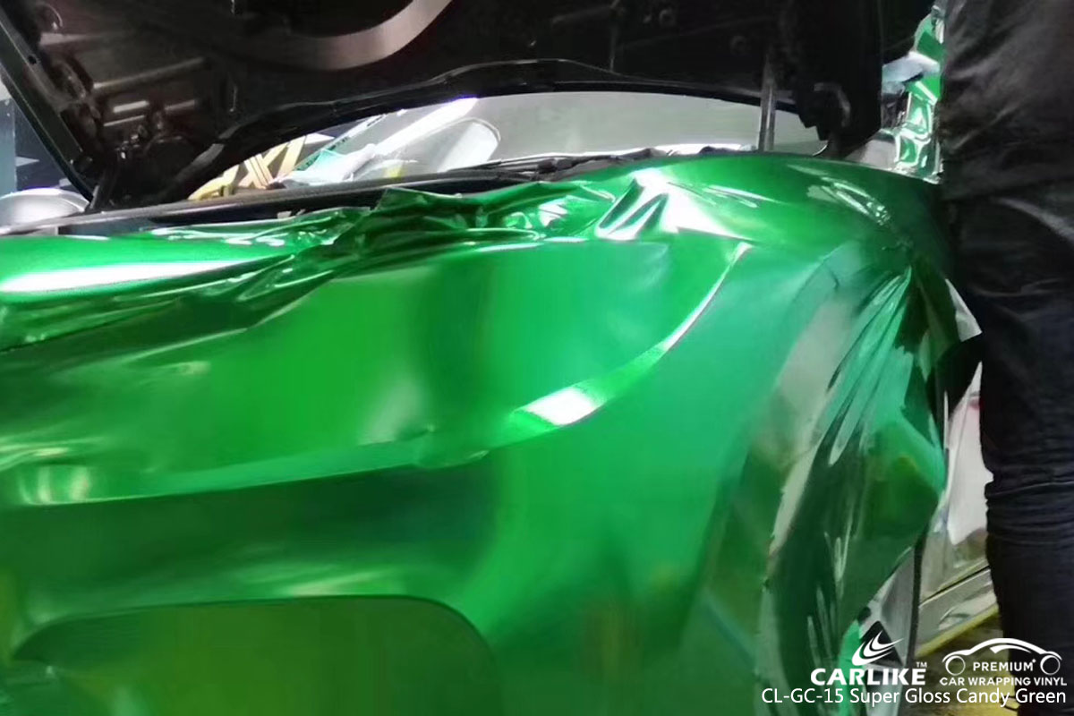 CARLIKE CL-GC-15 super gloss candy green car wrap vinyl for BMW